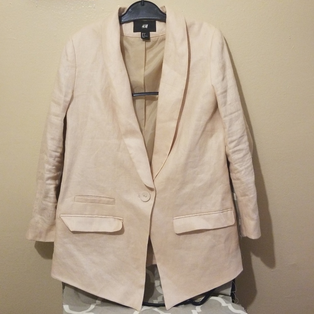H&M Blush Linen Blazer Size 8